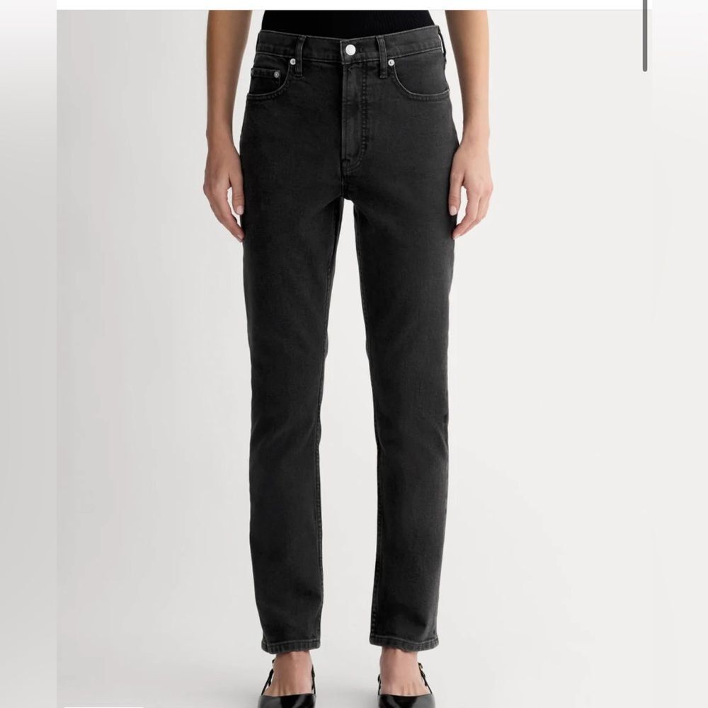 Everlane Original Cheeky Jean Organic Cotton High Rise Black Cropped Denim Sz 27